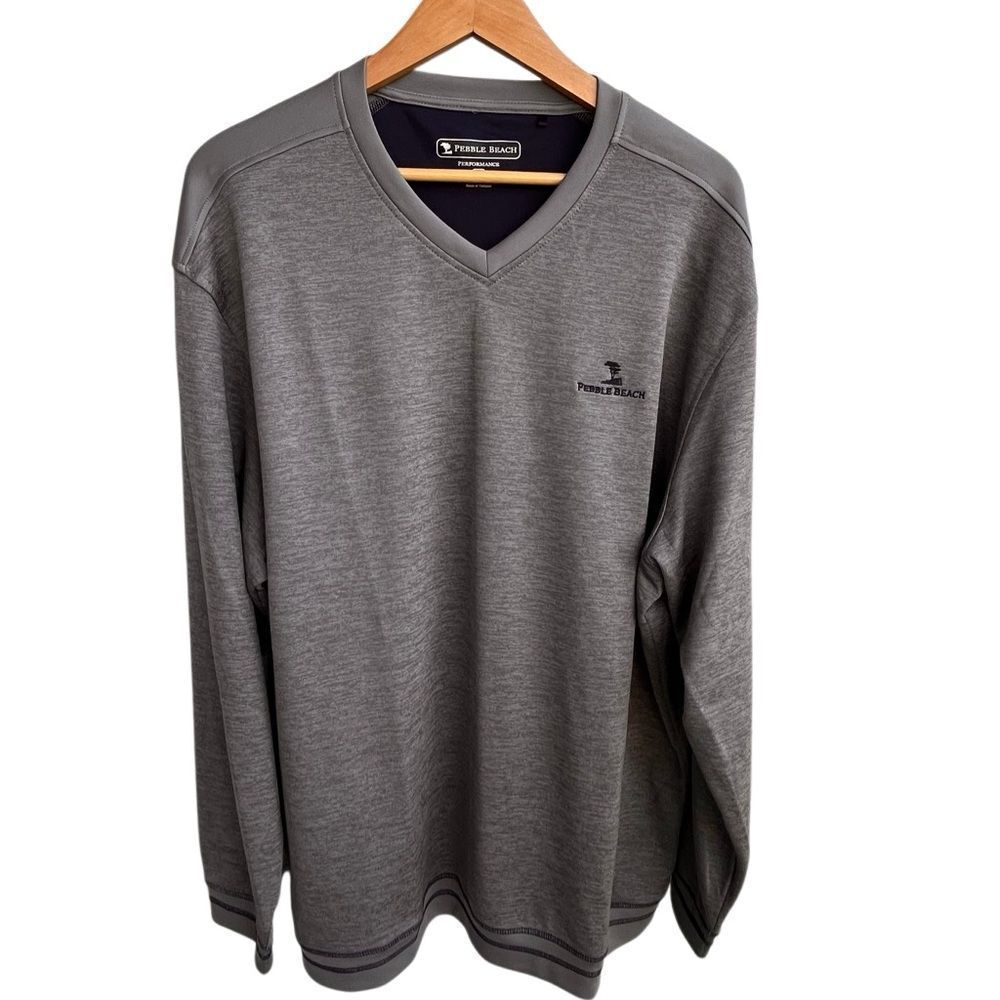 Pebble Beach Performance Men’s XXL Gray V-Neck Pullover Long Sleeve Golf - Picture 3 of 11